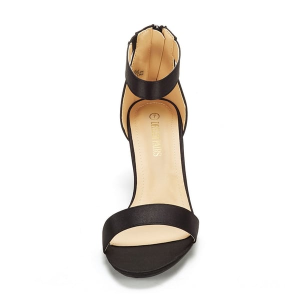Ankle Strap Open Toe Kitten Heel Sandals - BLACK NUBUCK - 3